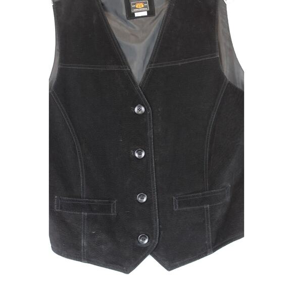 Route 66 Leather Vest Women Large Black Suede Biker Western Wear Front Pockets - Picture 7 of 15